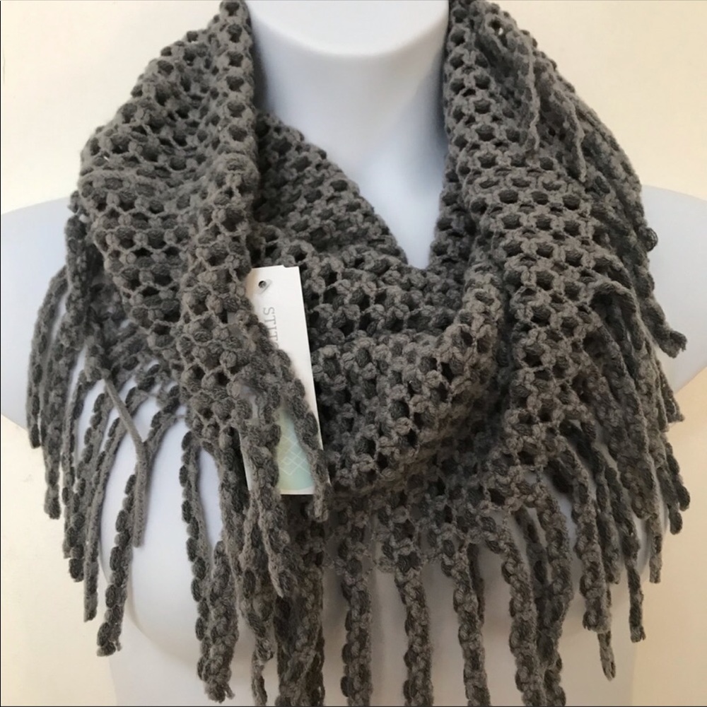 Gray Fringe Infinity Scarf from StitchBox - NEW